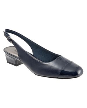 Trotters Dea Pumps 'Snavy Leather Cap Toe Block Heel Slingback Zogg3033 - Blue