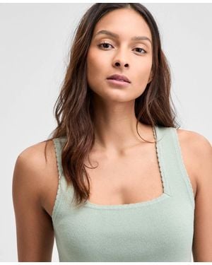 And Now This Tank Top Brookside Moss Scalloped Trim Square Neck Pal35 - Green