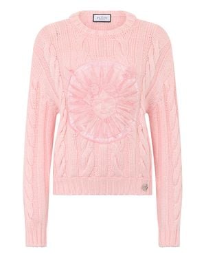 Philipp Plein Round Neck Pullover Sun Tattoo - Pink