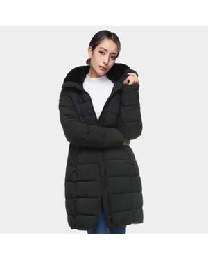 Rokka&Rolla Heavy Long Winter Coat With Fleece Hood Parka Jacket - Black