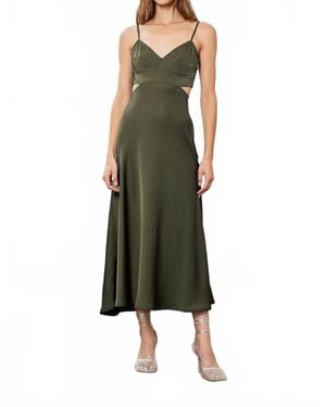 Moon River Cut Out Slip Midi Dress - Green
