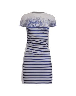 Jean Paul Gaultier 'The Calligraphie Marinière' Mini Dress - Blue