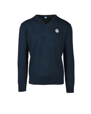 North Sails V-Neck Cotton Sweater - Blue