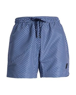 BOSS Vibe Geometric Print Swim Trunks, Bright - Blue