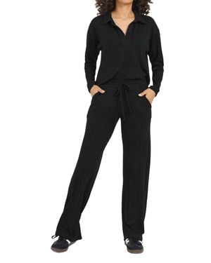 Astrologie CA Brushed Cozy Wide Leg Drawstring Pant - Black