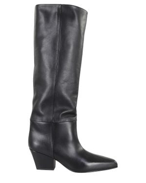 Paris Texas Jane 60 Pointed High Shaft Leather Boots - Gray