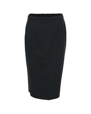 Giorgio Armani Pinstripe Midi Pencil Skirt - Black