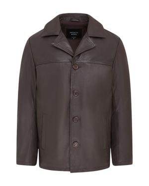 Infinity Leather 4 Button Italian Leather Blazer Jacket - Black