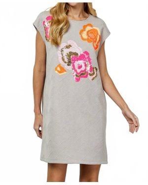 See And Be Seen Flower Sequin Dress - Gray