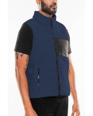 TRUEDAMES Padded Sherpa Fleece Vest - Blue