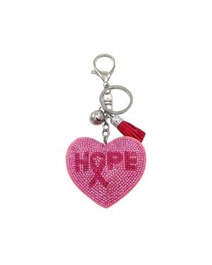 PREP obsessed Hope Rhinestone Heart Keychain - Pink