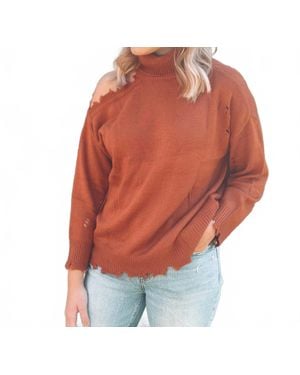 Style U Ava Distressed Sweater - Orange