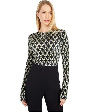 Preen By Thornton Bregazzi Noa Top Diamond Print Red593 - Black