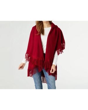 Coco + Carmen Ezra Fringe Capelet Vest With Hood - Red