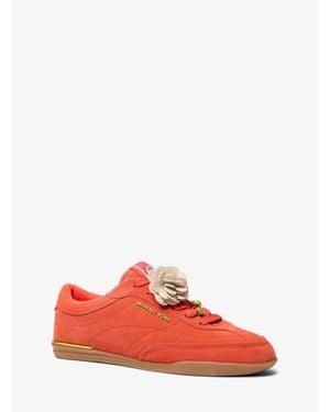 Michael Kors Nolan Embellished Suede Sneaker - Red
