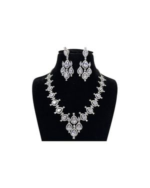 Zaalima Fashion Plated Clear Cz Cubic Zirconia Set - Black