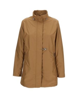 Fay Water-Repellent Poplin Overcoat With Adjustable Features - Brown