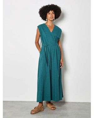 Apricot Wide Leg Belted Jumpsuit - Green