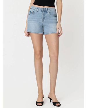 VERVET BY FLYING MONKEY High Rise Denim Shorts - Blue