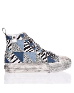 MIMANERA Airlines Platform Denim Patch Sneakers - Blue