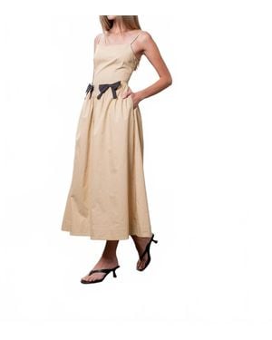 Moon River Sleeveless Square Neck Midi Dress - Natural