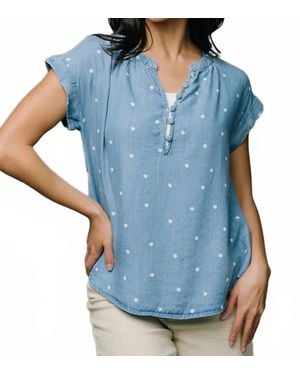 Blu Pepper Polka Dot Henley Top - Blue