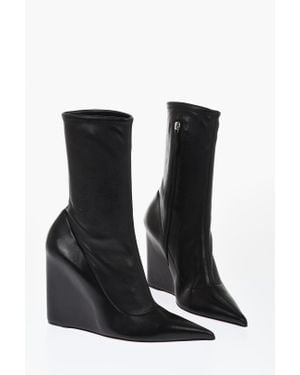 AMINA MUADDI Wedge Heeled Danielle Leather Booties 10Cm - Black