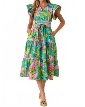 PROSPERINE® Leighton Tiered Midi Dress - Green