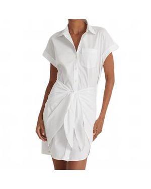 Ralph Lauren Tie Front Stretch Cotton Blend Shirt Dress - White