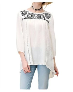Kori Paisley Embroidered Top - White