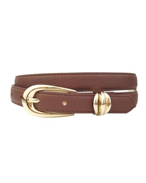 Axesoria West Skinny Leather Belt With Buckle - Brown