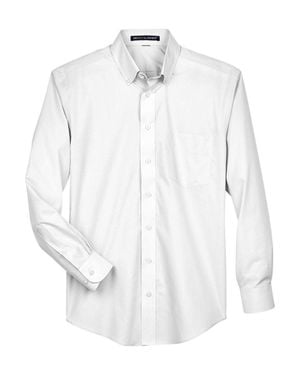 Devon & Jones Crown Collection Broadcloth Woven Dress Shirt - White