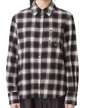 Suncoo Button Plaid Shirt - Black