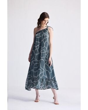 REISTOR One Shoulder Midi Dress - Blue