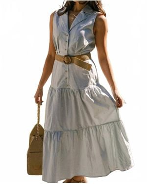 How Very Loved Aliyah Raffia Belt Midi Dress - Multicolor