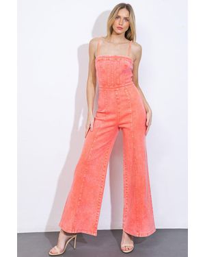 TRUEDAMES Totally Trendy Twill Jumpsuit - Red