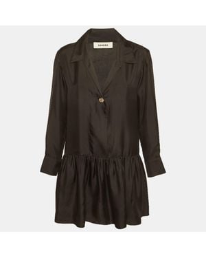 Sandro Silk Pleated Mini Dress - Black