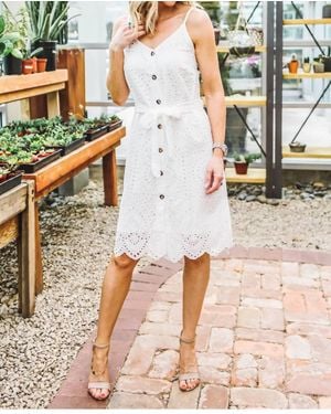 Bishop + Young Crochet Button Down Dress - White