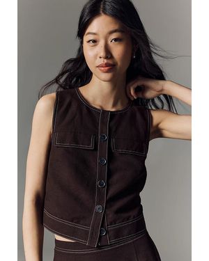 ALIGNE Linen Buttondown Tank - Black