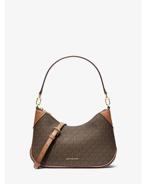 Michael Kors Jet Set Medium Signature Logo Convertible Crossbody Bag - Brown