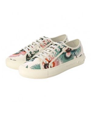 Ferragamo Papavero-Print Low-Top Sneakers - White