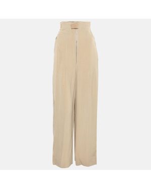 Jacquemus Silk Blend High Rise Le Papier Pants - Natural