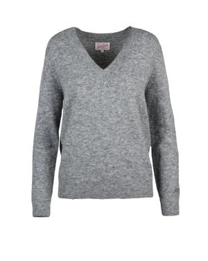 MC2 Saint Barth Alpaca-Blend V-Neck Sweater - Gray