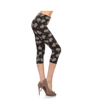 TRUEDAMES Multi-Color Print, Cropped Capri Leggings - Black