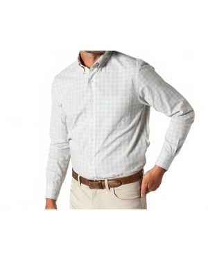 Duck Head Cotton Slub Sport Short Thorton Plaid Shirt - Gray