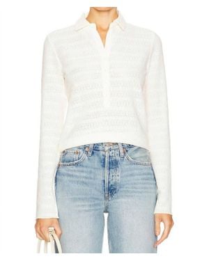 Rag & Bone Julia Open Knit Polo Shirt - White