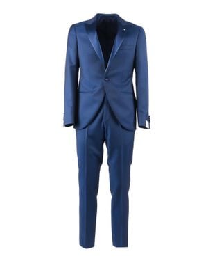 Luigi Bianchi Notch Lapel Drop 8 Suit - Blue