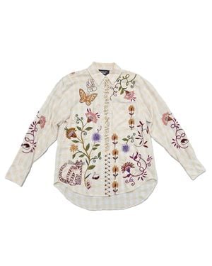 Johnny Was Toni Relaxed Plaid Pocket Shirt - White