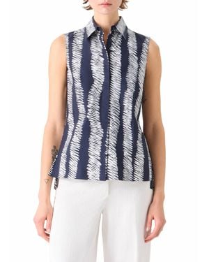 Akris Punto Cotton Poplin Tunic Blouse - Blue