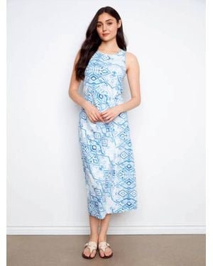 Charlie b Faux Knot Detail Printed Midi Dress - Blue